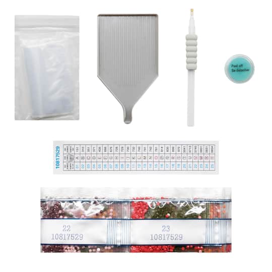 10" Bold Flowers Round Wood Tray Diamond Art Kit by Make Market®